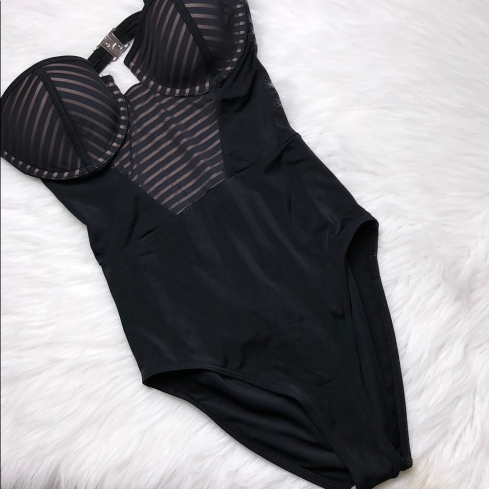 TOPSHOP BLACK PUSH UP BRA ONE PIECE SWIMSUIT 6 - Picture 2 of 6